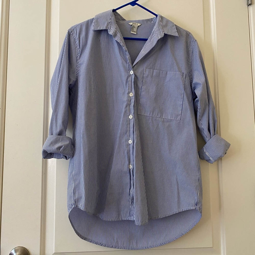 Blue & White Striped Polo